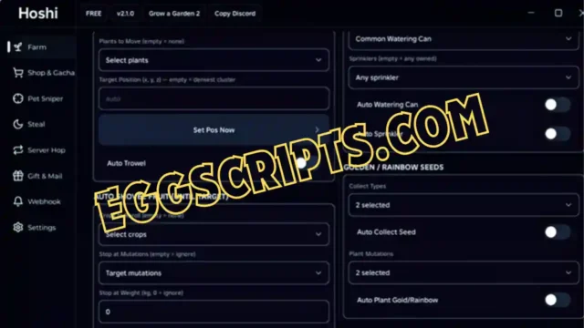 Grow a Garden 2 Script Hoshi Hub [No Key] – Auto Farm, Auto Steal