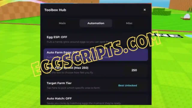 Steal an Egg Toolbox Hub Script – Auto Farm, Egg ESP (No Key)